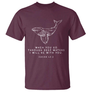 Christian Whale Shark T Shirt Isaiah 43 2 Bible Verse Faith Based TS10 Maroon Print Your Wear