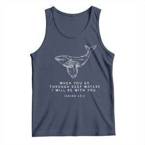 Christian Whale Shark Tank Top Isaiah 43 2 Bible Verse Faith Based TS10 Navy Print Your Wear