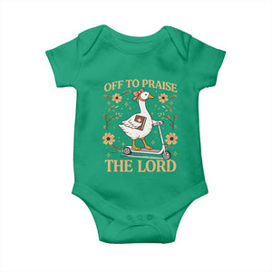Funny Goose Christian Baby Onesie Off To Praise The Lord Bible Verse Trendy Church TS10 Irish Green Print Your Wear