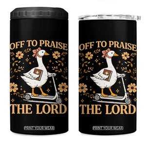 Funny Goose Christian 4 in 1 Can Cooler Tumbler Off To Praise The Lord Bible Verse Trendy Church TS10 One Size: 16 oz Black Print Your Wear