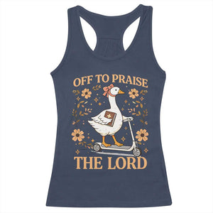 Funny Goose Christian Racerback Tank Top Off To Praise The Lord Bible Verse Trendy Church TS10 Navy Print Your Wear