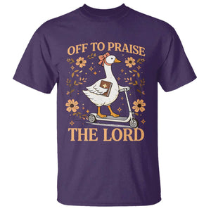 Funny Goose Christian T Shirt Off To Praise The Lord Bible Verse Trendy Church TS10 Purple Print Your Wear