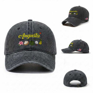 Augusta Georgia Golf Traditions Vintage Washed Cotton Baseball Cap Pimento Cheese Southern Golfing Fan TS10 Washed Cap Universal Fit Dark Gray Print Your Wear