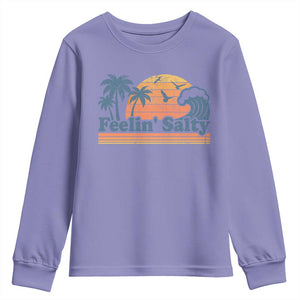 Funny Feelin Salty Youth Sweatshirt Retro Beach Summer Vacation TS10 Violet Print Your Wear