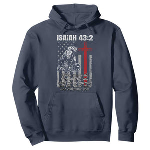 Isaiah 43 2 Firefighter Hoodie Fireman Prayer Cross Bible Verse American Flag TS10 Navy Print Your Wear
