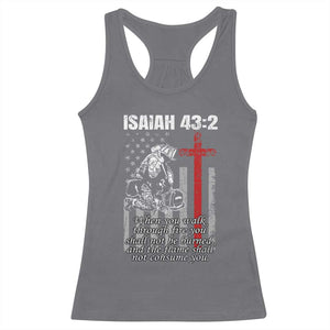 Isaiah 43 2 Firefighter Racerback Tank Top Fireman Prayer Cross Bible Verse American Flag TS10 Charcoal Print Your Wear