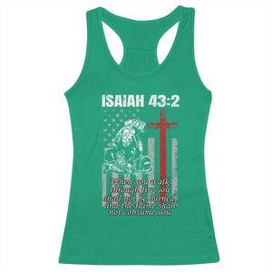 Isaiah 43 2 Firefighter Racerback Tank Top Fireman Prayer Cross Bible Verse American Flag TS10 Irish Green Print Your Wear