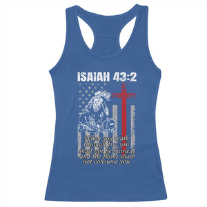 Isaiah 43 2 Firefighter Racerback Tank Top Fireman Prayer Cross Bible Verse American Flag TS10 Royal Blue Print Your Wear