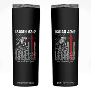 Isaiah 43 2 Firefighter Skinny Tumbler Fireman Prayer Cross Bible Verse American Flag TS10 Black Print Your Wear