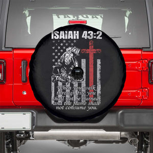 Isaiah 43 2 Firefighter Spare Tire Cover Fireman Prayer Cross Bible Verse American Flag TS10 Black Print Your Wear