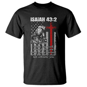 Isaiah 43 2 Firefighter T Shirt Fireman Prayer Cross Bible Verse American Flag TS10 Black Print Your Wear