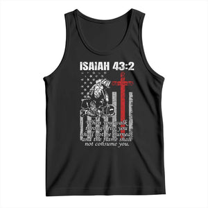 Isaiah 43 2 Firefighter Tank Top Fireman Prayer Cross Bible Verse American Flag TS10 Black Print Your Wear