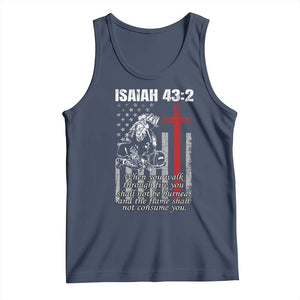 Isaiah 43 2 Firefighter Tank Top Fireman Prayer Cross Bible Verse American Flag TS10 Navy Print Your Wear