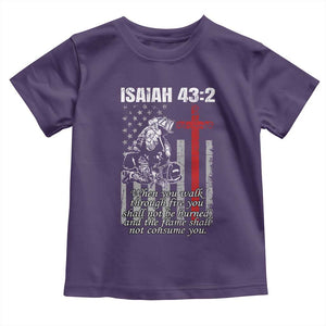 Isaiah 43 2 Firefighter Toddler T Shirt Fireman Prayer Cross Bible Verse American Flag TS10 Purple Print Your Wear