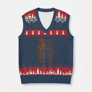 Retro Cowboy V-Neck Knit Sweater Vest USA Flag Texas Western Country Rodeo Southern