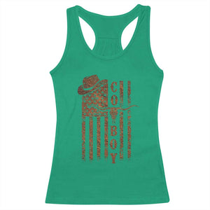 Retro Cowboy Racerback Tank Top USA Flag Texas Western Country Rodeo Southern
