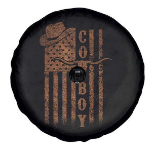 Retro Cowboy Spare Tire Cover USA Flag Texas Western Country Rodeo Southern