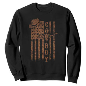 Retro Cowboy Sweatshirt USA Flag Texas Western Country Rodeo Southern