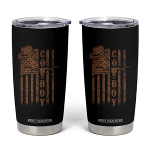 Retro Cowboy Tumbler Cup USA Flag Texas Western Country Rodeo Southern