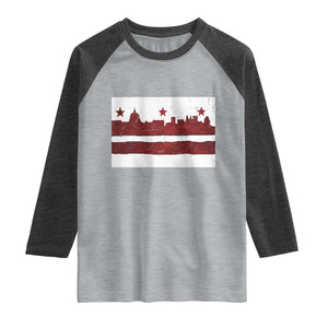 Washington DC Flag Raglan Shirt TS10 Heather Gray Heather Charcoal Print Your Wear