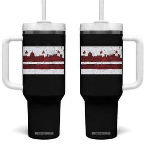 Washington DC Flag Tumbler With Handle TS10 One Size: 40 oz Black Print Your Wear