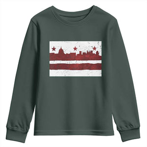 Washington DC Flag Youth Sweatshirt TS10 Dark Forest Green Print Your Wear