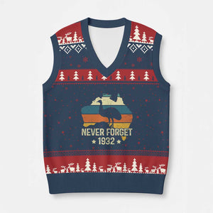 Never Forget 1932 Emu War V-Neck Knit Sweater Vest Funny Emu Lover Zookeeper TS10 Navy Red Print Your Wear