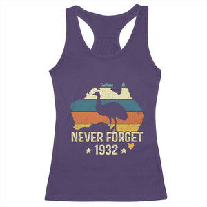 Never Forget 1932 Emu War Racerback Tank Top Funny Emu Lover Zookeeper TS10 Purple Print Your Wear