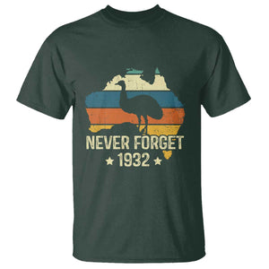 Never Forget 1932 Emu War T Shirt Funny Emu Lover Zookeeper TS10 Dark Forest Green Print Your Wear