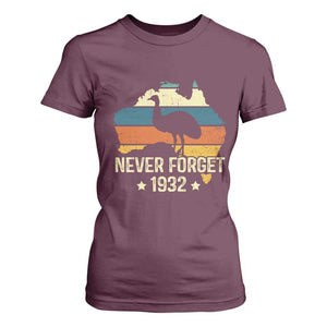 Never Forget 1932 Emu War T Shirt For Women Funny Emu Lover Zookeeper TS10 Maroon Print Your Wear
