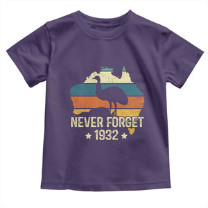 Never Forget 1932 Emu War Toddler T Shirt Funny Emu Lover Zookeeper TS10 Purple Print Your Wear