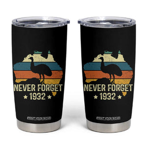 Never Forget 1932 Emu War Tumbler Cup Funny Emu Lover Zookeeper TS10 Black Print Your Wear