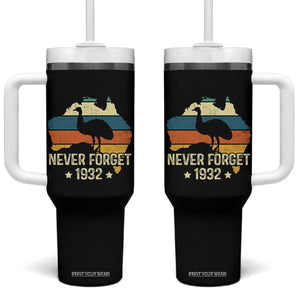 Never Forget 1932 Emu War Tumbler With Handle Funny Emu Lover Zookeeper TS10 One Size: 40 oz Black Print Your Wear