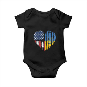 Support Ukraine Baby Onesie Stand With Ukraine American Ukrainian Flag TS10 Black Print Your Wear