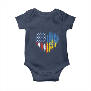 Support Ukraine Baby Onesie Stand With Ukraine American Ukrainian Flag TS10 Navy Print Your Wear