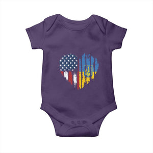 Support Ukraine Baby Onesie Stand With Ukraine American Ukrainian Flag TS10 Purple Print Your Wear