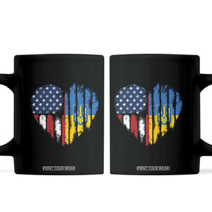 Support Ukraine Coffee Mug Stand With Ukraine American Ukrainian Flag TS10 Black Print Your Wear