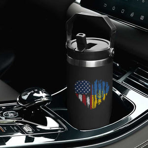 Support Ukraine Flip Straw Tumbler Stand With Ukraine American Ukrainian Flag TS10 Print Your Wear