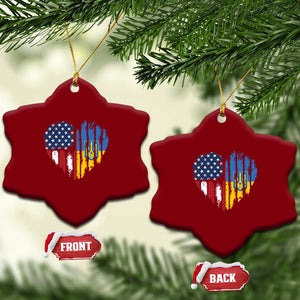 Support Ukraine Ceramic Ornament Stand With Ukraine American Ukrainian Flag TS10 Print Your Wear