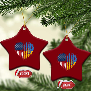Support Ukraine Ceramic Ornament Stand With Ukraine American Ukrainian Flag TS10 Print Your Wear