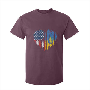 Support Ukraine T Shirt For Kid Stand With Ukraine American Ukrainian Flag TS10 Maroon Print Your Wear
