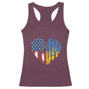 Support Ukraine Racerback Tank Top Stand With Ukraine American Ukrainian Flag TS10 Maroon Print Your Wear