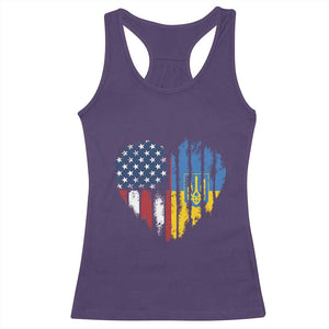 Support Ukraine Racerback Tank Top Stand With Ukraine American Ukrainian Flag TS10 Purple Print Your Wear