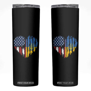 Support Ukraine Skinny Tumbler Stand With Ukraine American Ukrainian Flag TS10 Black Print Your Wear