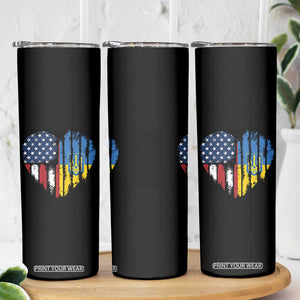 Support Ukraine Skinny Tumbler Stand With Ukraine American Ukrainian Flag TS10 Print Your Wear