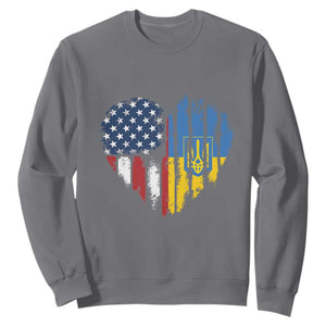 Support Ukraine Sweatshirt Stand With Ukraine American Ukrainian Flag TS10 Charcoal Print Your Wear