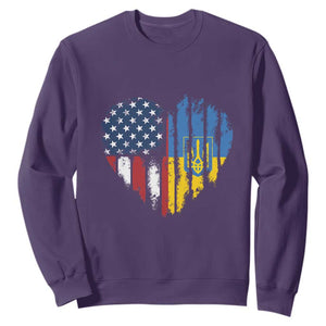 Support Ukraine Sweatshirt Stand With Ukraine American Ukrainian Flag TS10 Purple Print Your Wear