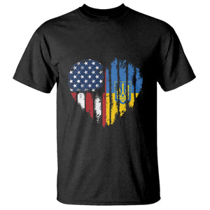 Support Ukraine T Shirt - Stand With Ukraine American Ukrainian Flag Protest Tee TS10 Black Print Your Wear