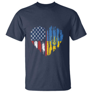Support Ukraine T Shirt - Stand With Ukraine American Ukrainian Flag Protest Tee TS10 Navy Print Your Wear