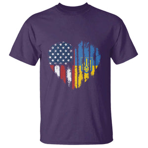 Support Ukraine T Shirt - Stand With Ukraine American Ukrainian Flag Protest Tee TS10 Purple Print Your Wear